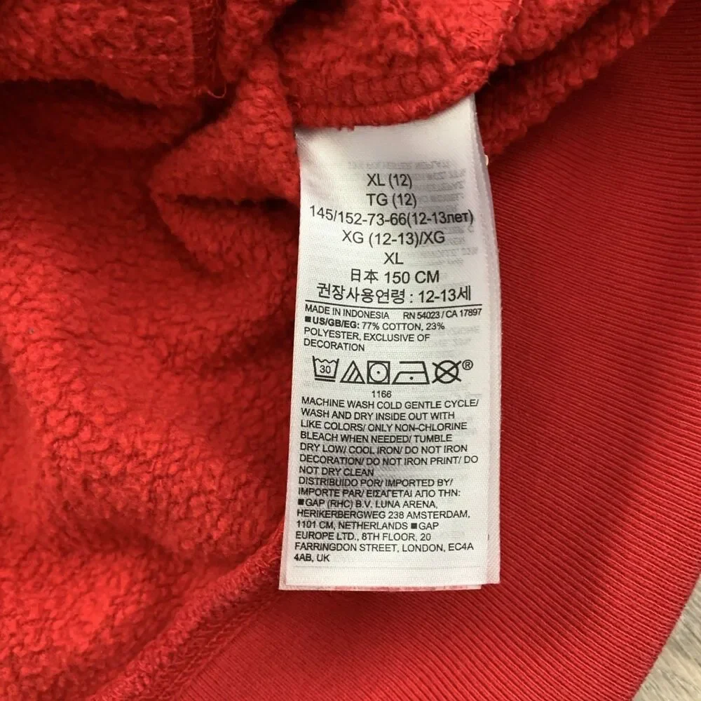 2x Gap Disney Mickey Mouse Hoodie Sweatshirt Logo Hooded Red Blue Kids Sz XL 12